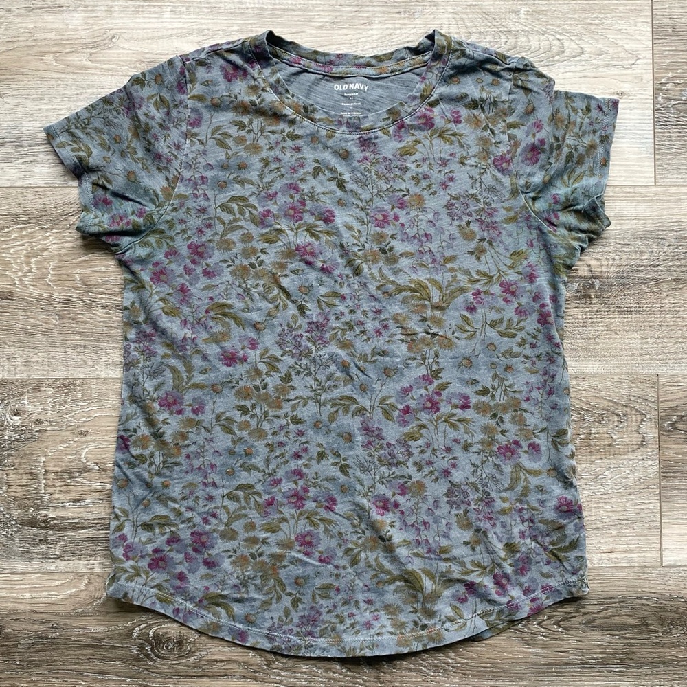 100% Cotton indigo Floral TShirt
